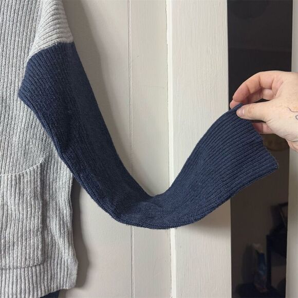 Madewell Women's L Gray Colorblock Pullover Sweater Patch Pockets Casual - Picture 3 of 7